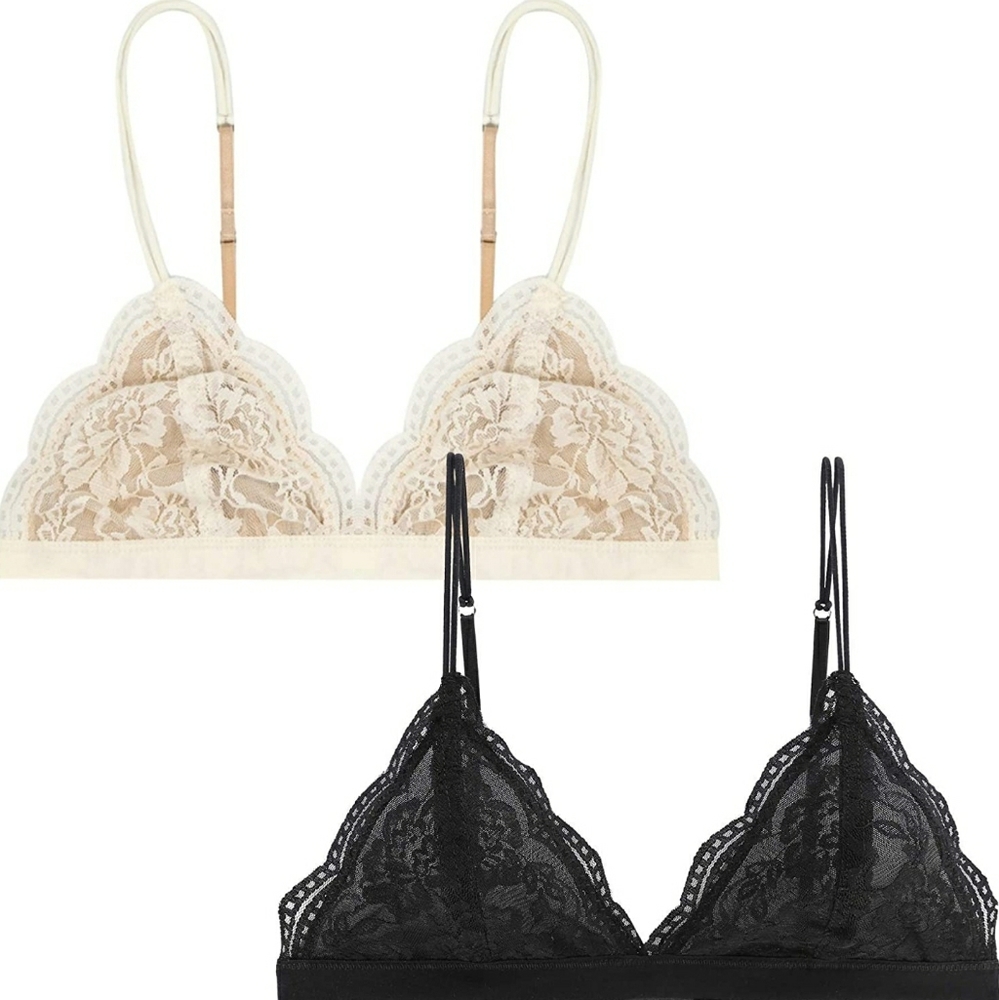 2 Lace Triangle Cup Bralettes